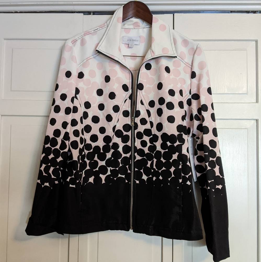 Erin London Black and Pink Gradient Bomber Jacket